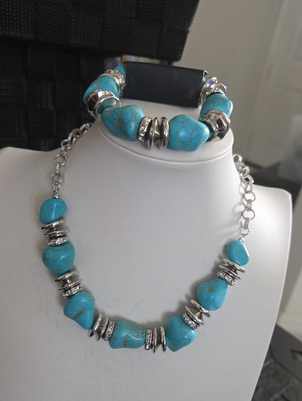 Paparazzi Stunningly Stone Age Blue Necklace /Stone Age Stunner  Bracelet NWT